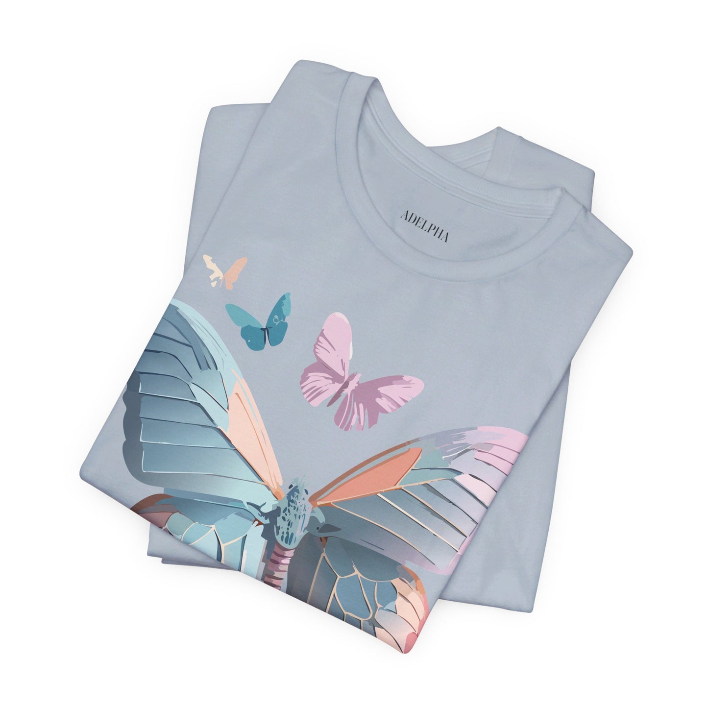 Natural Cotton Tee Shirt with Butterfly