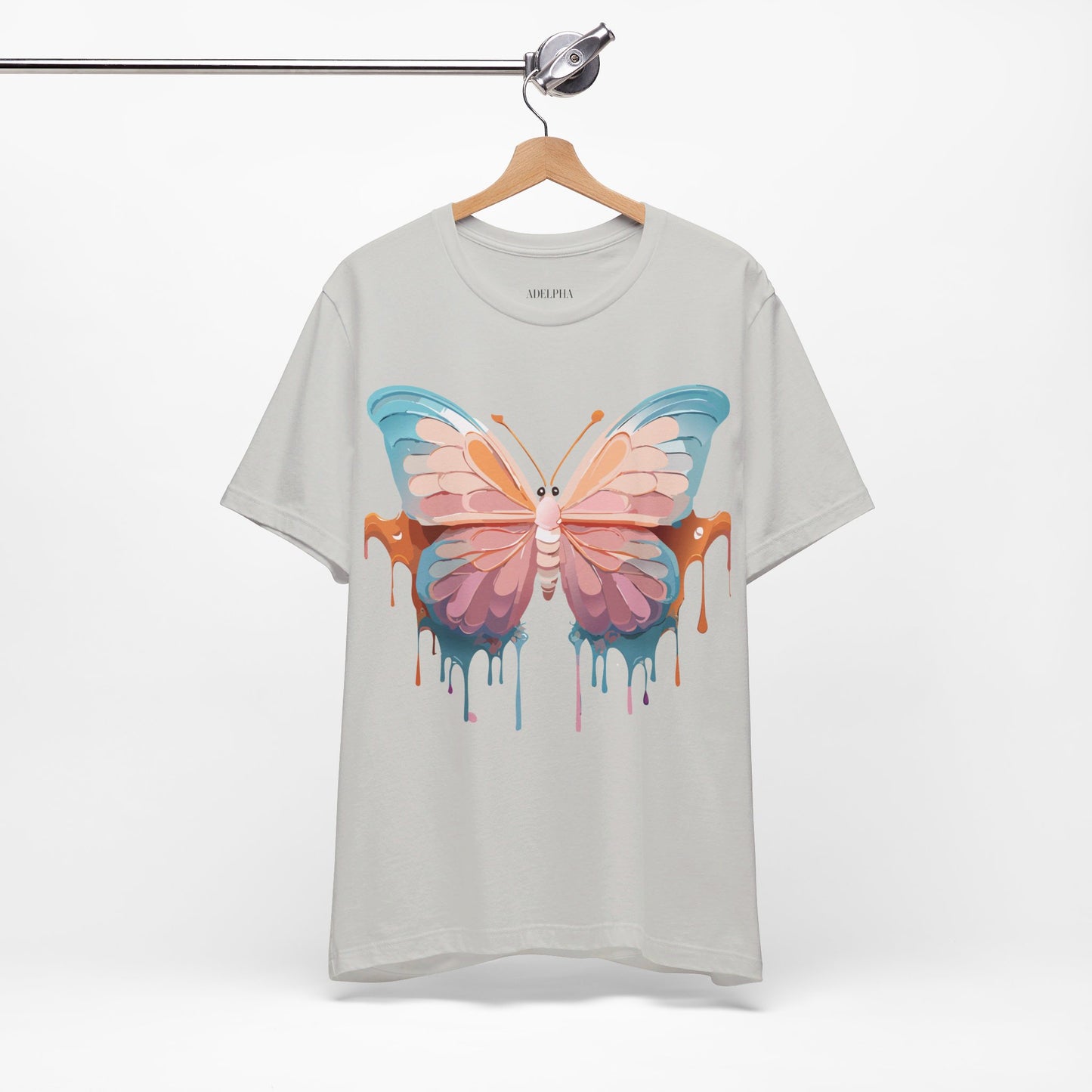 Natural Cotton Tee Shirt with Butterfly