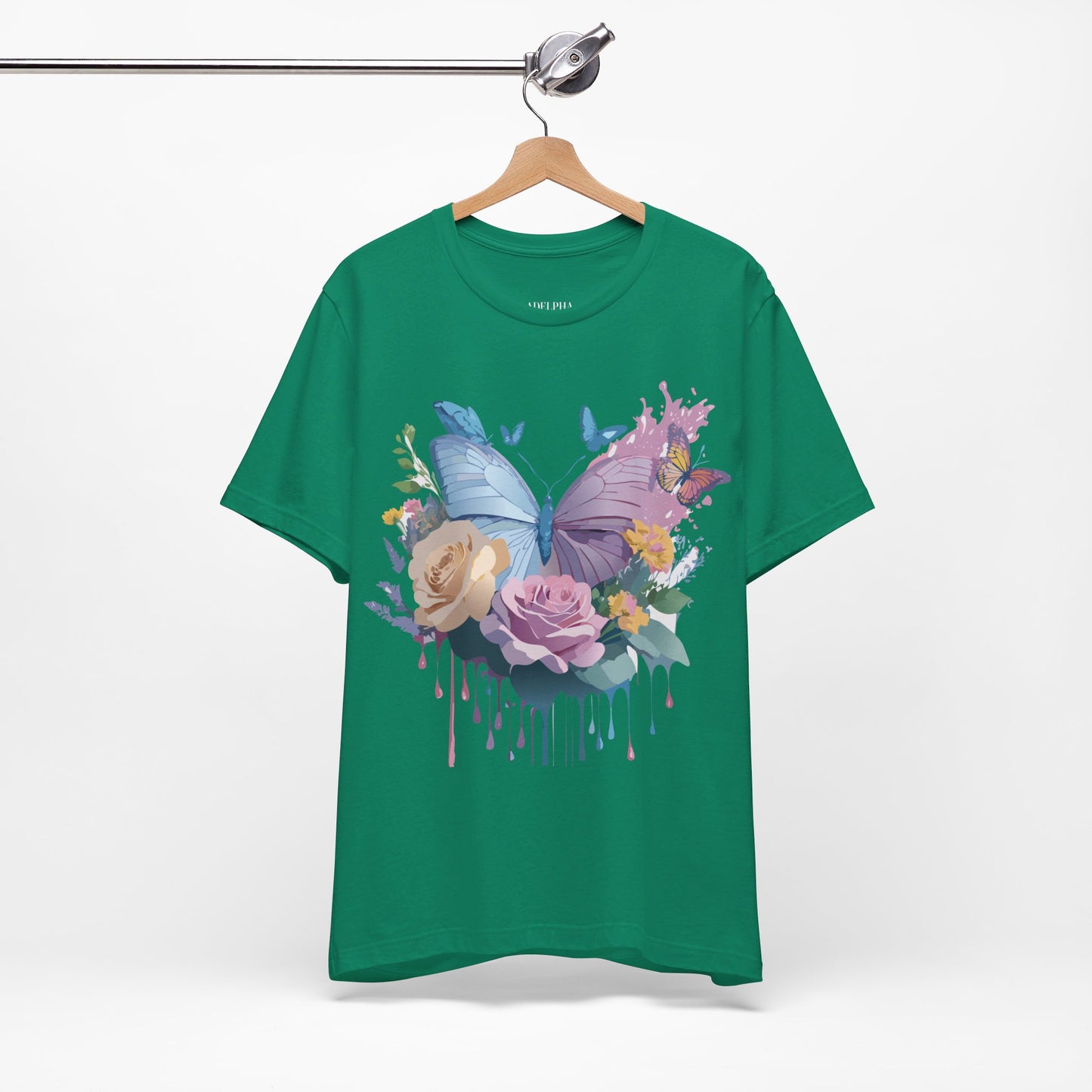 Natural Cotton Tee Shirt with Butterfly