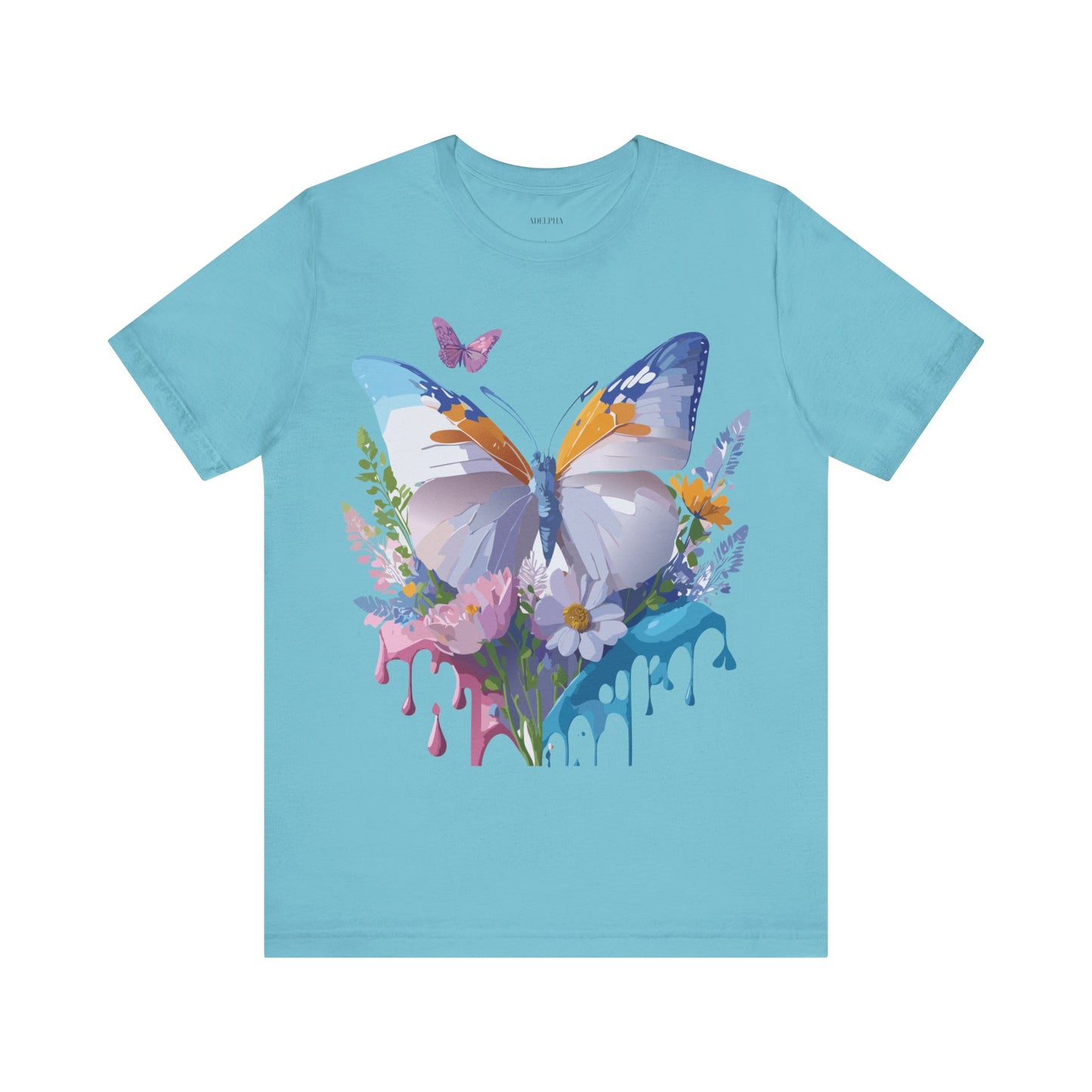 Natural Cotton Tee Shirt with Butterfly