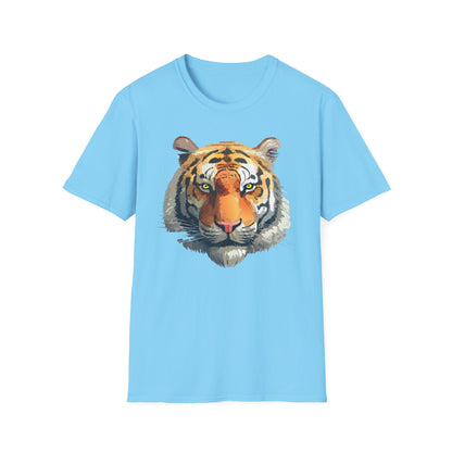 Tiger Print T Shirt Unisex Animal Tee 100 Percent Cotton Softstyle Gildan 64000