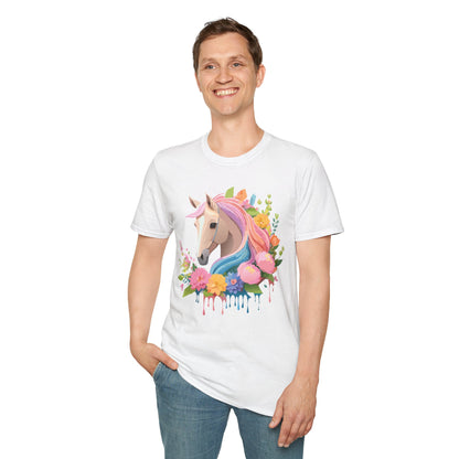 Unisex Horse Shirt Soft Cotton Tee With Animal Artwork Gildan Softstyle