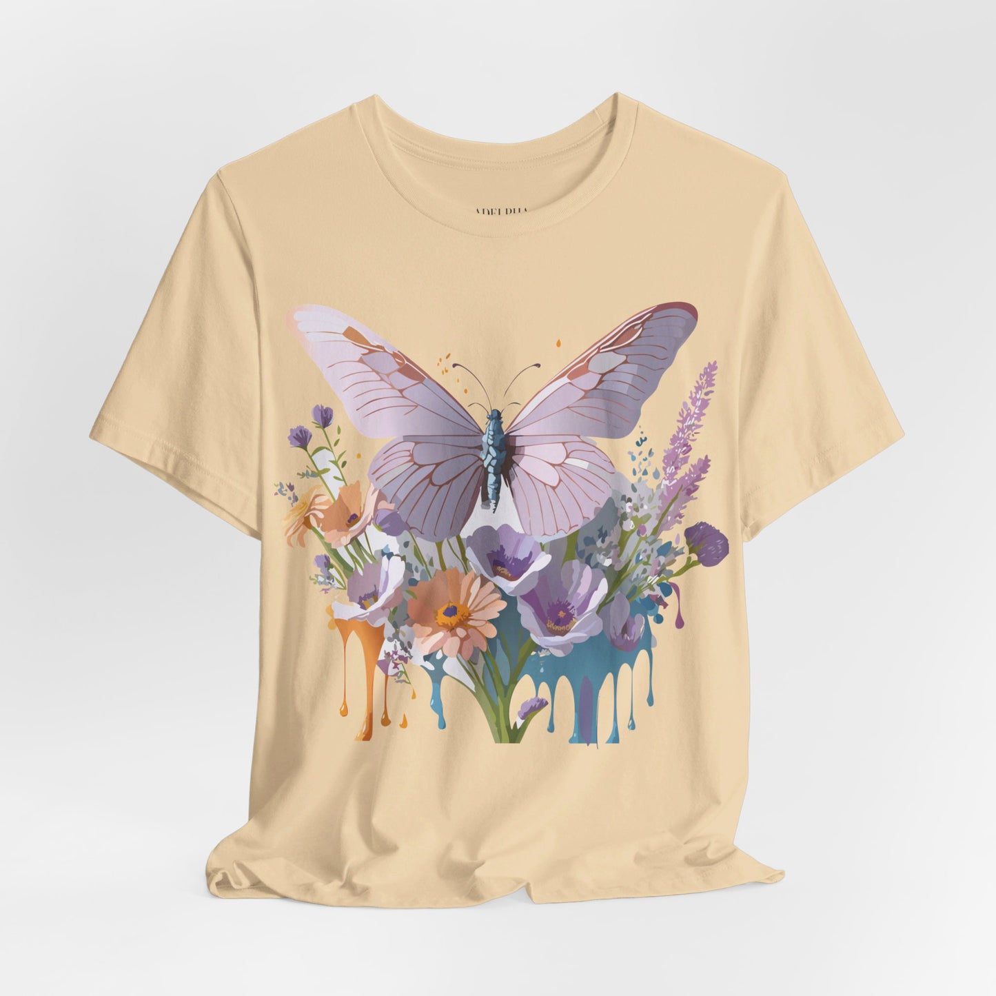 Natural Cotton Tee Shirt with Butterfly