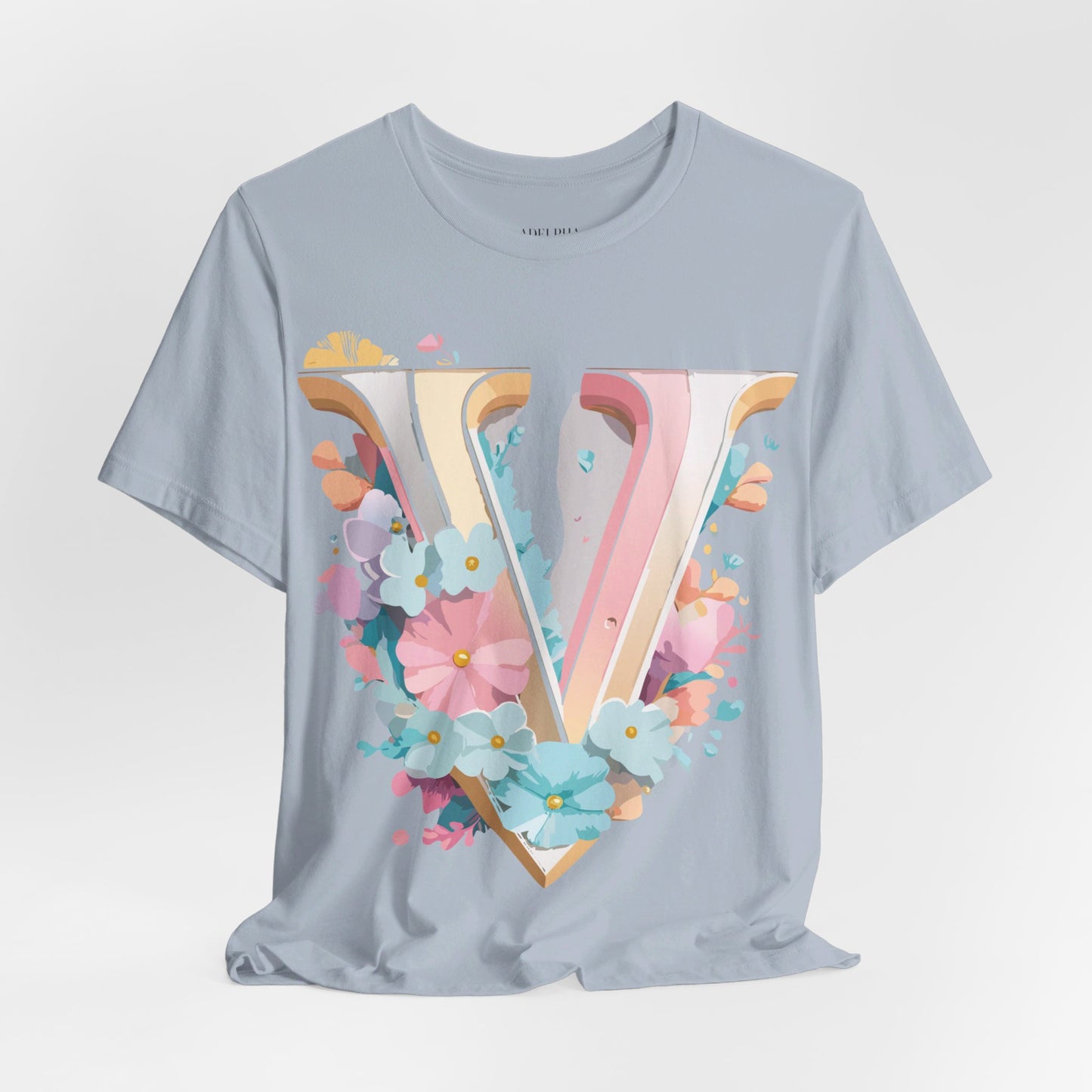 T-Shirt aus natürlicher Baumwolle – Letters Collection – V