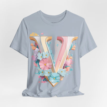 Natural Cotton Tee Shirt - Letters Collection - V Printify