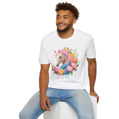 Unisex Horse Shirt Soft Cotton Tee With Animal Artwork Gildan Softstyle