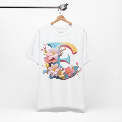 Natural Cotton Tee Shirt - Letters Collection - E Printify