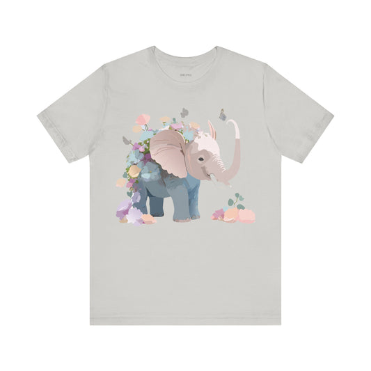 Natural Cotton Tee Shirt with Elephant