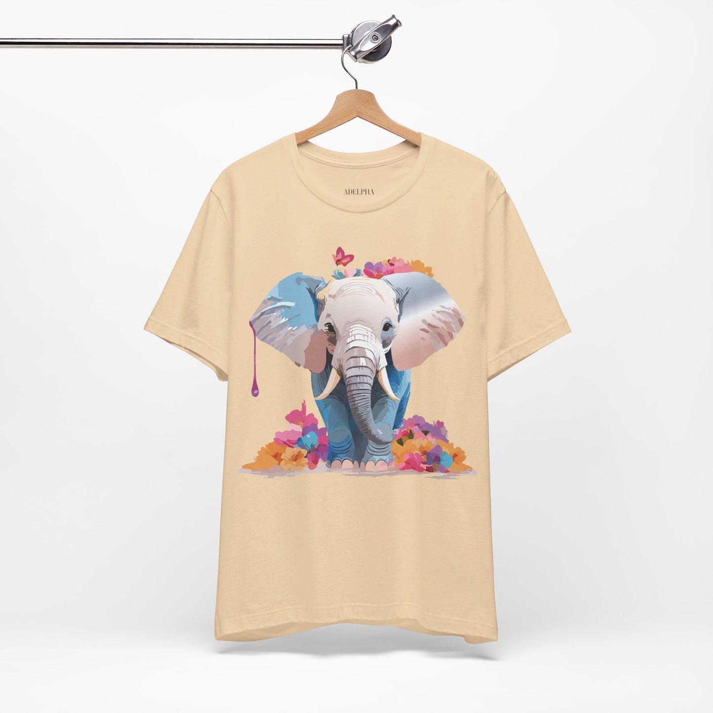 T-shirt en coton naturel avec motif éléphant