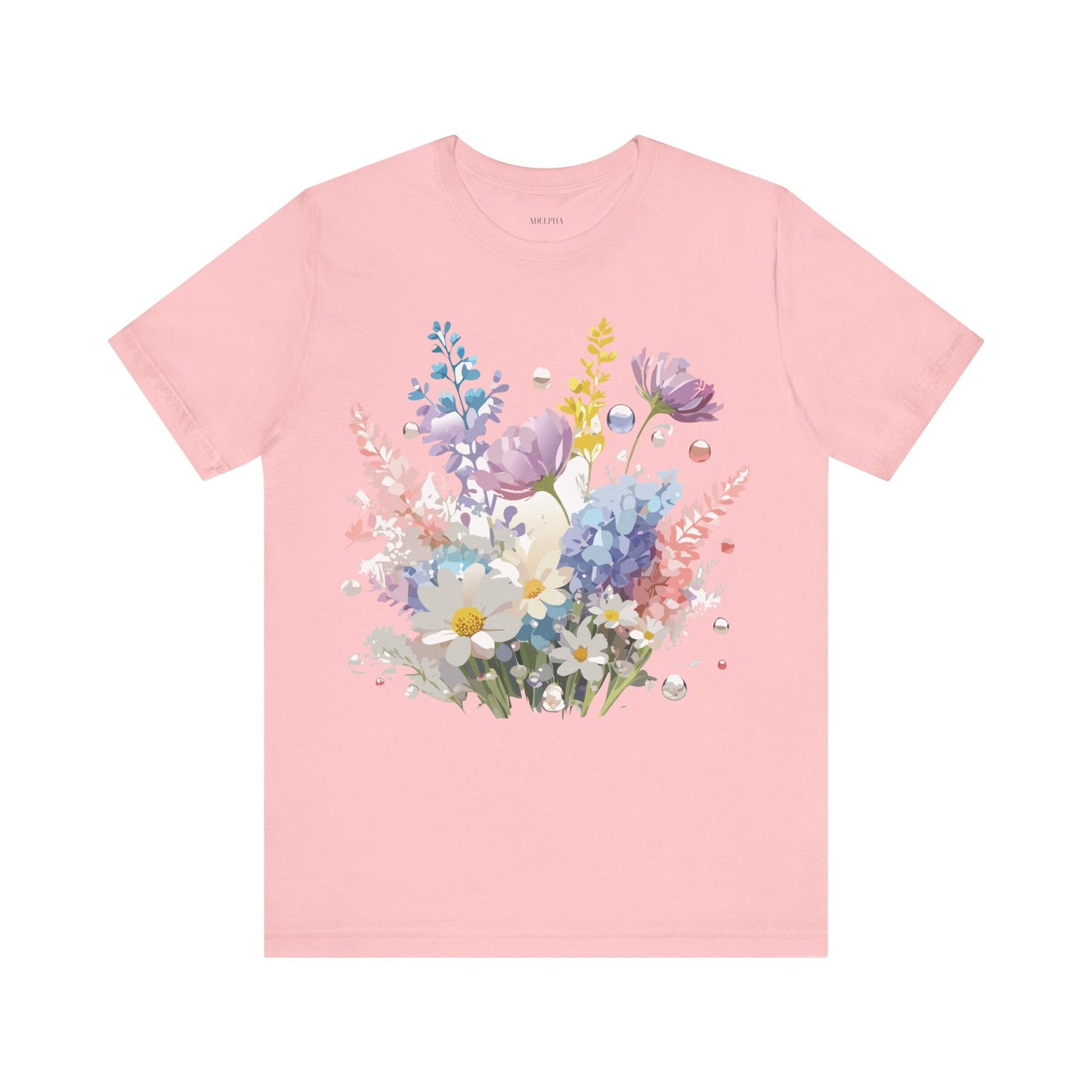 Natural Cotton Tee Shirt with Flowers