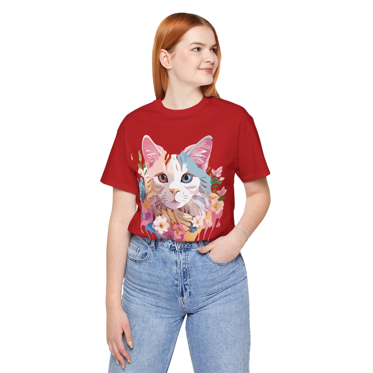 Natural Cotton Tee Shirt with Cat