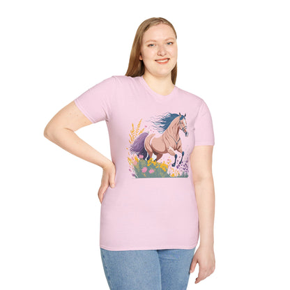 Unisex Horse Shirt With Animal Design Gildan Softstyle 64000 Tee