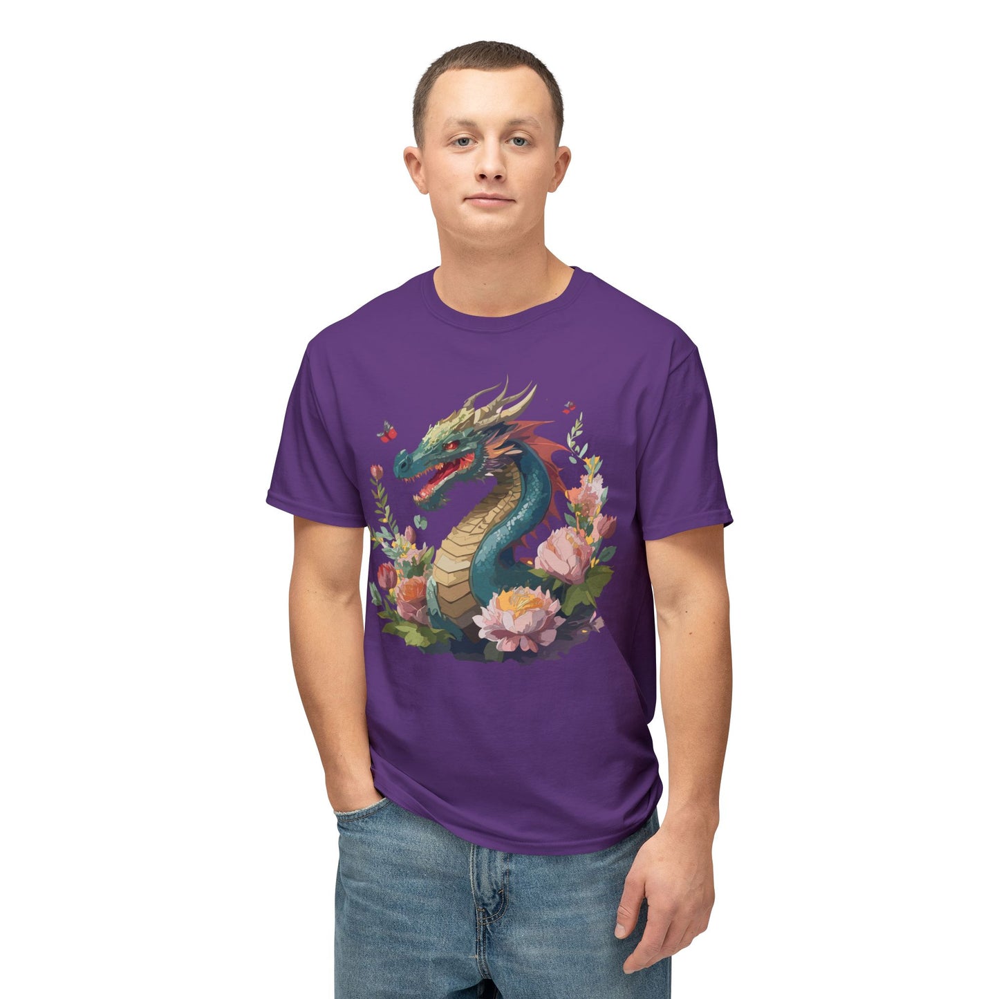Dragon T-Shirt, Vintage Dragon Tee, Floral Tees, Dragon Art Design Shirt, Tee Shirt with Dragon 8