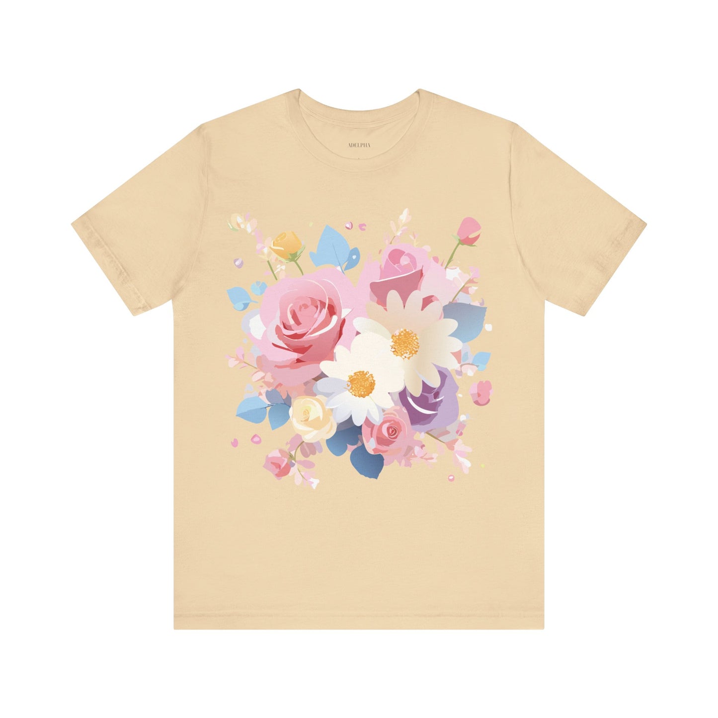 T-shirt en coton naturel avec fleurs