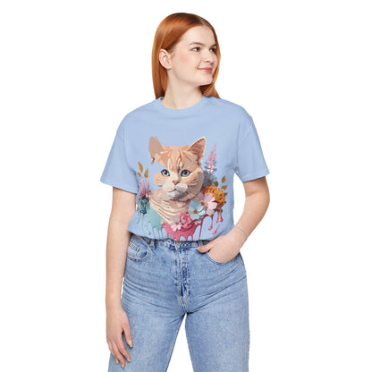 Natural Cotton Tee Shirt with Cat Printify