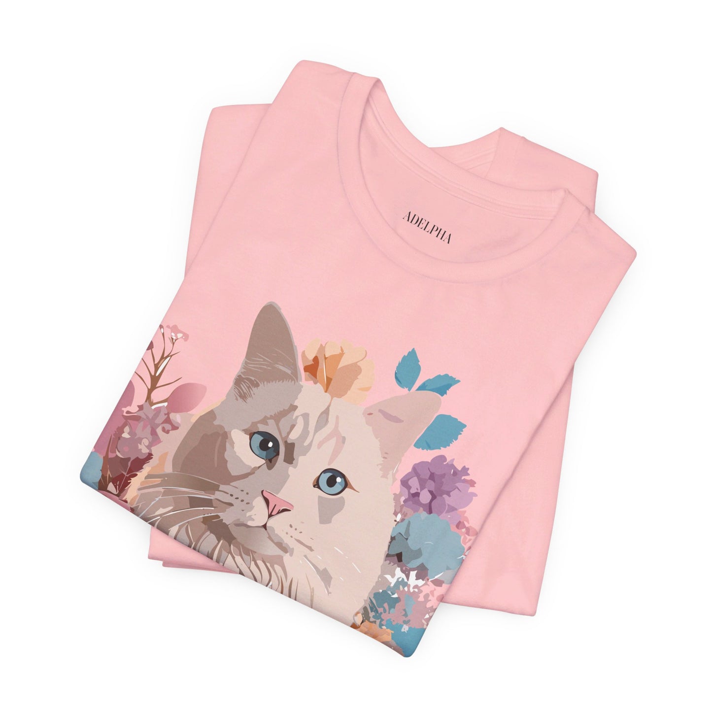 Natural Cotton Tee Shirt with Cat