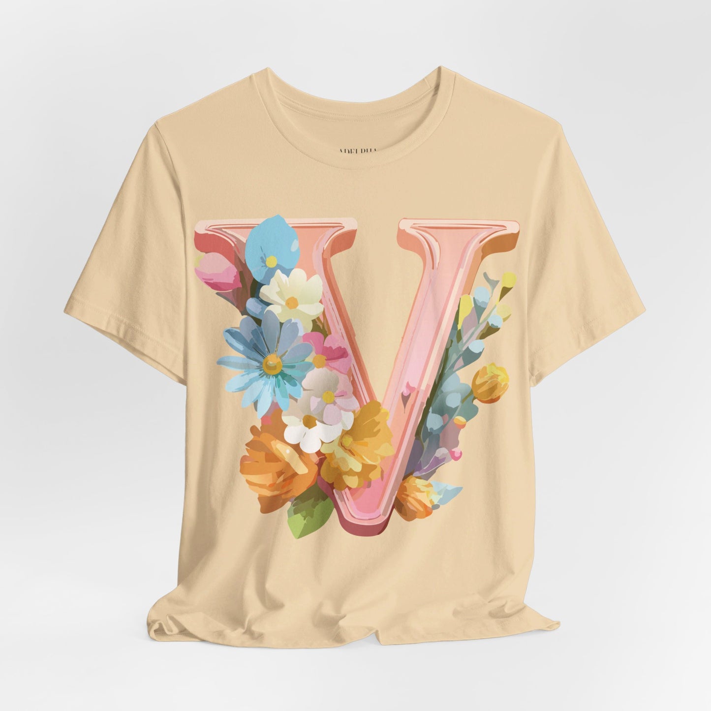 T-Shirt aus natürlicher Baumwolle – Letters Collection – V