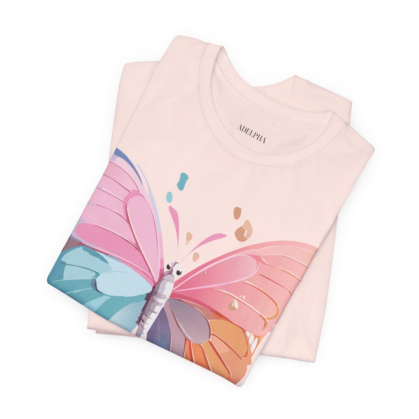 Natural Cotton Tee Shirt with Butterfly