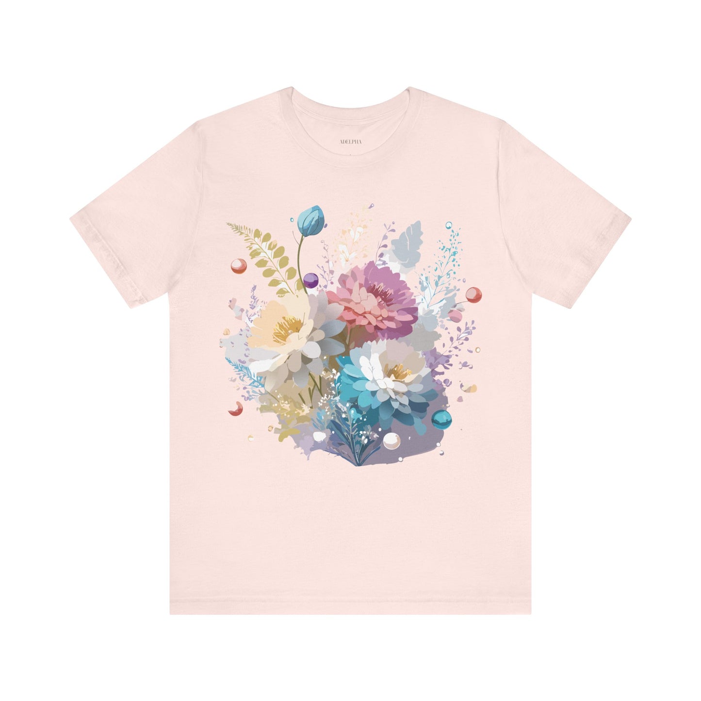 Natural Cotton Tee Shirt with Flowers