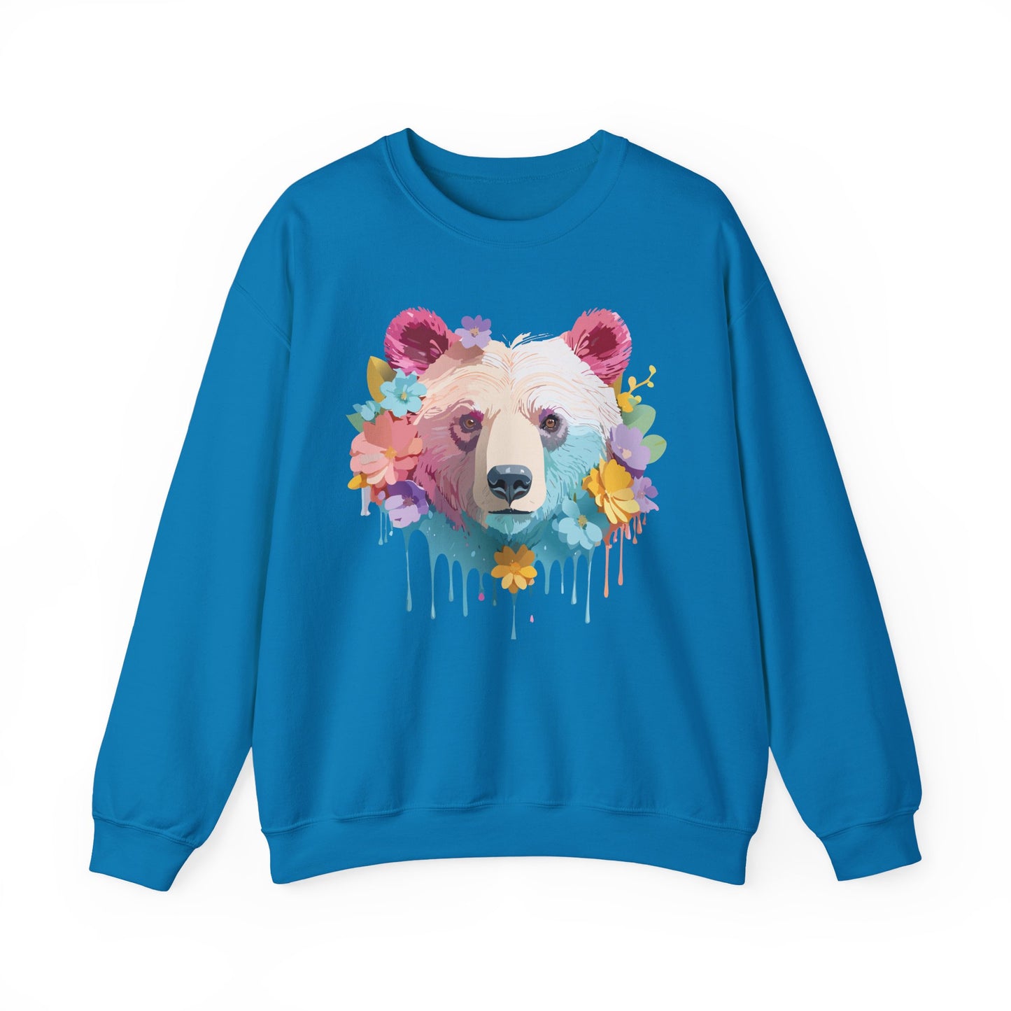 Unisex Floral Bear Sweatshirt, Animals Sweatshirt, Floral Sweatshirt, Art Design Sweatshirt