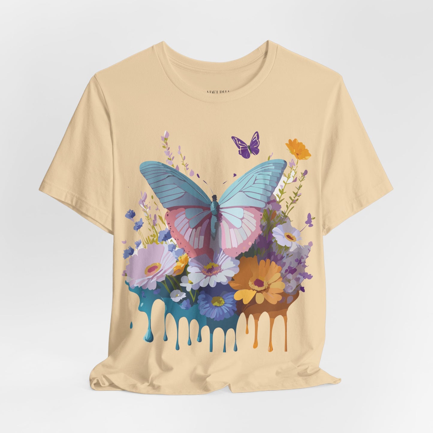 Natural Cotton Tee Shirt with Butterfly