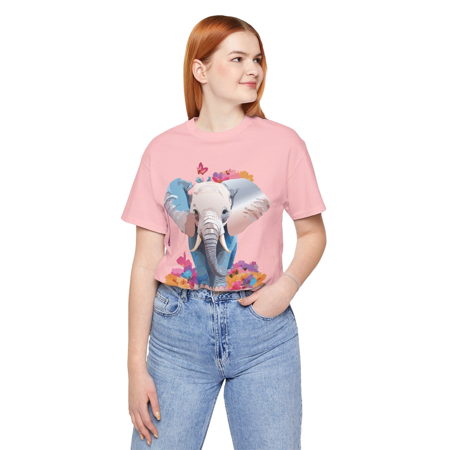 T-shirt en coton naturel avec motif éléphant