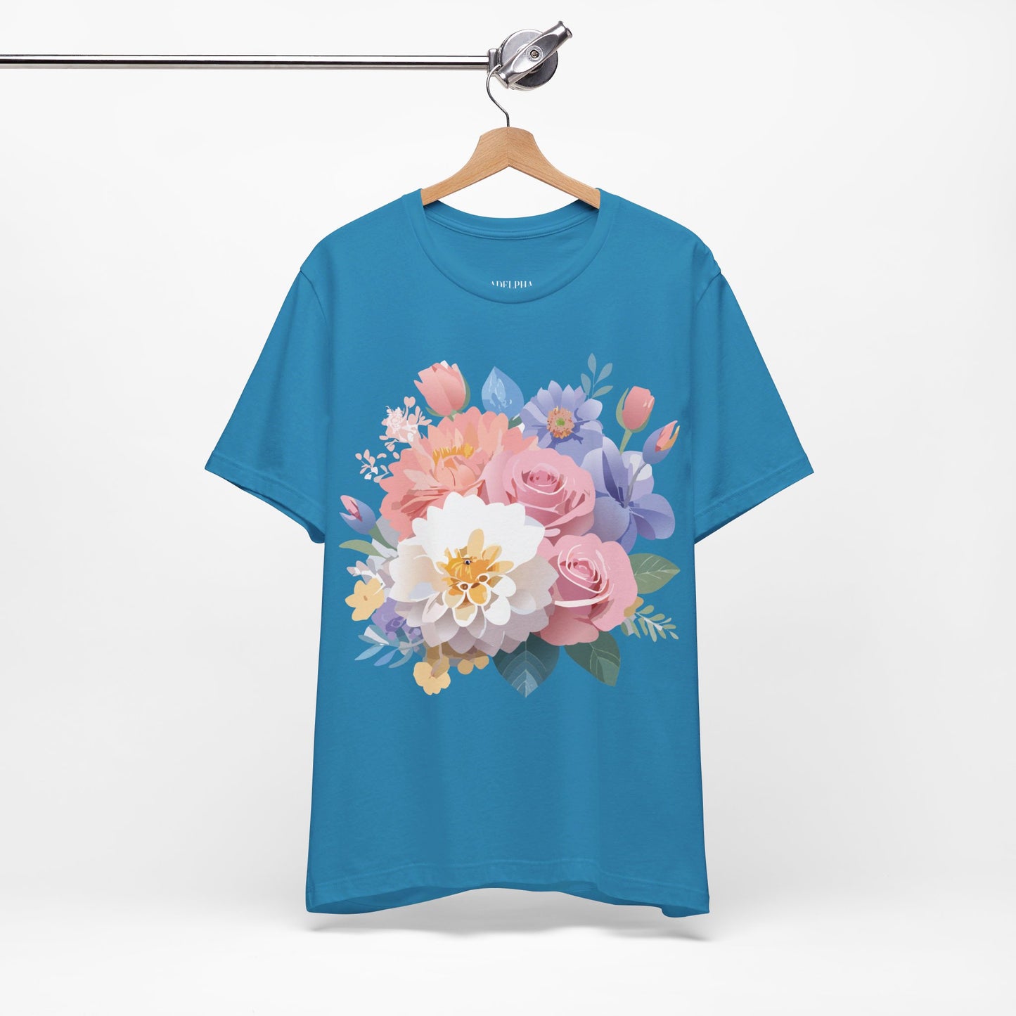 T-shirt en coton naturel avec fleurs