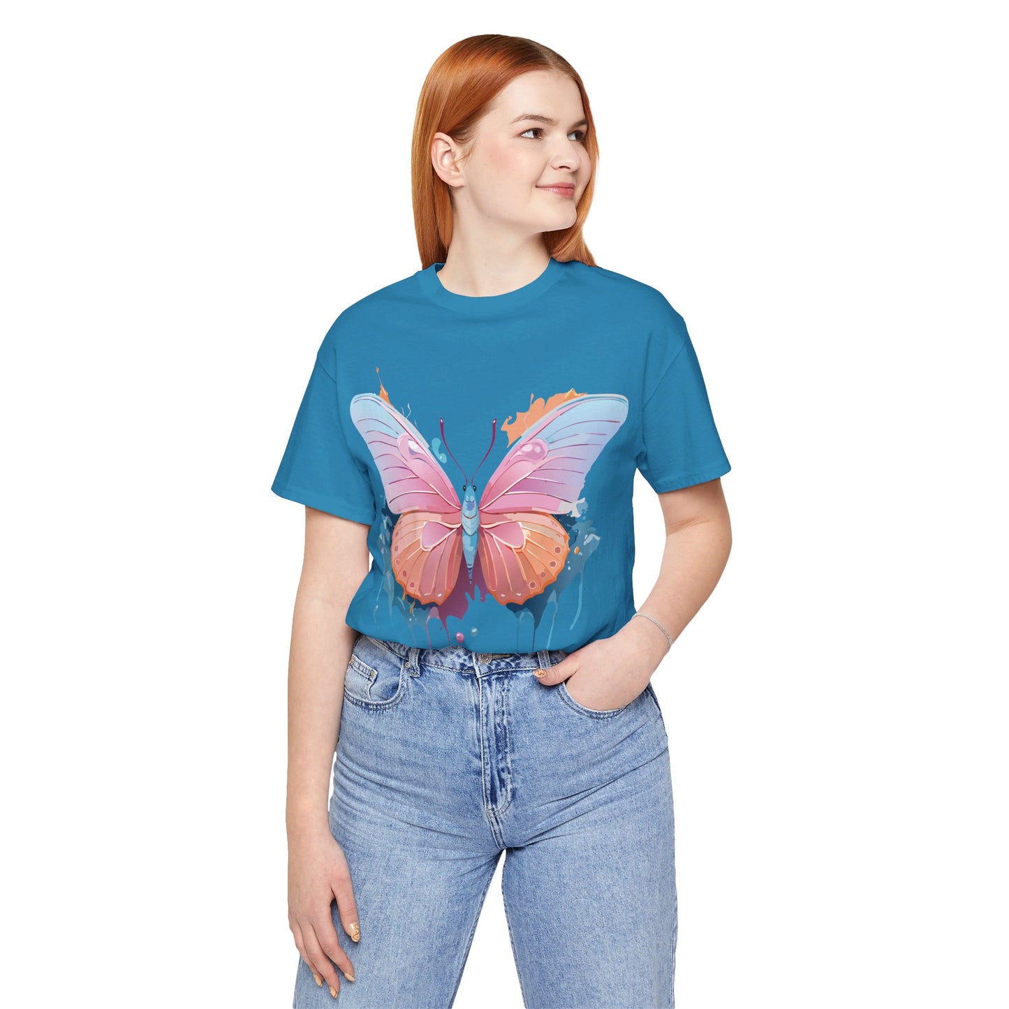 T-Shirt aus natürlicher Baumwolle mit Schmetterling