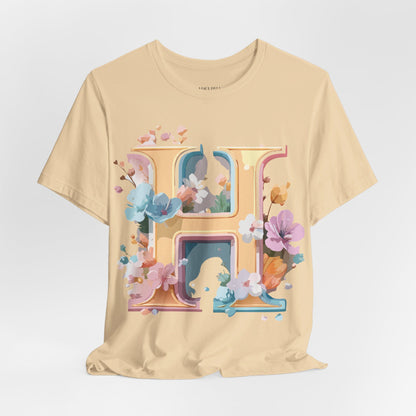 Natural Cotton Tee Shirt - Letters Collection - H Printify