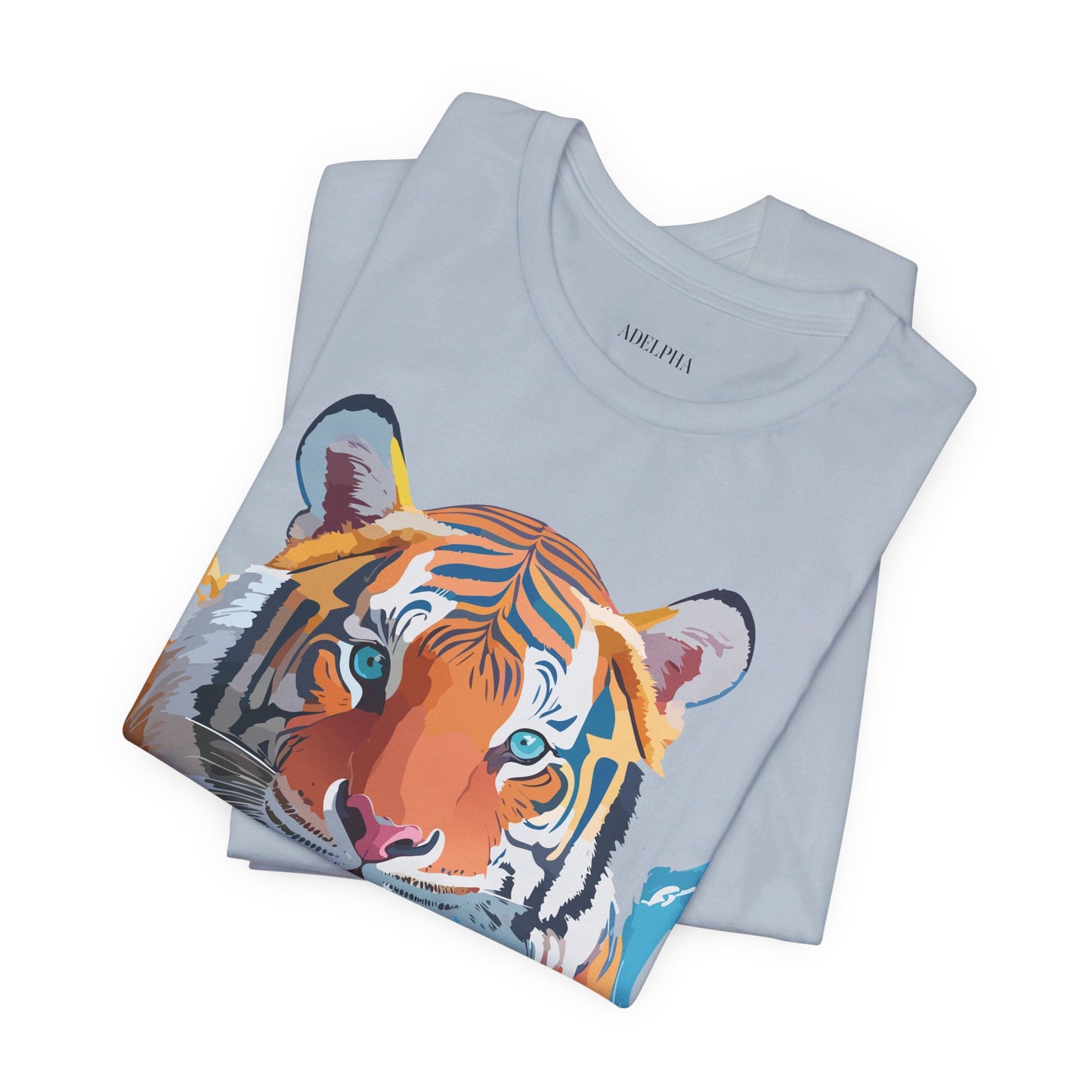 T-shirt en coton naturel avec motif tigre