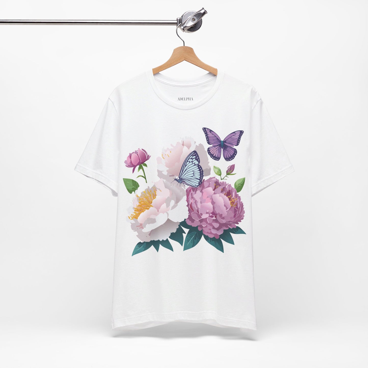 T-shirt en coton naturel avec fleurs