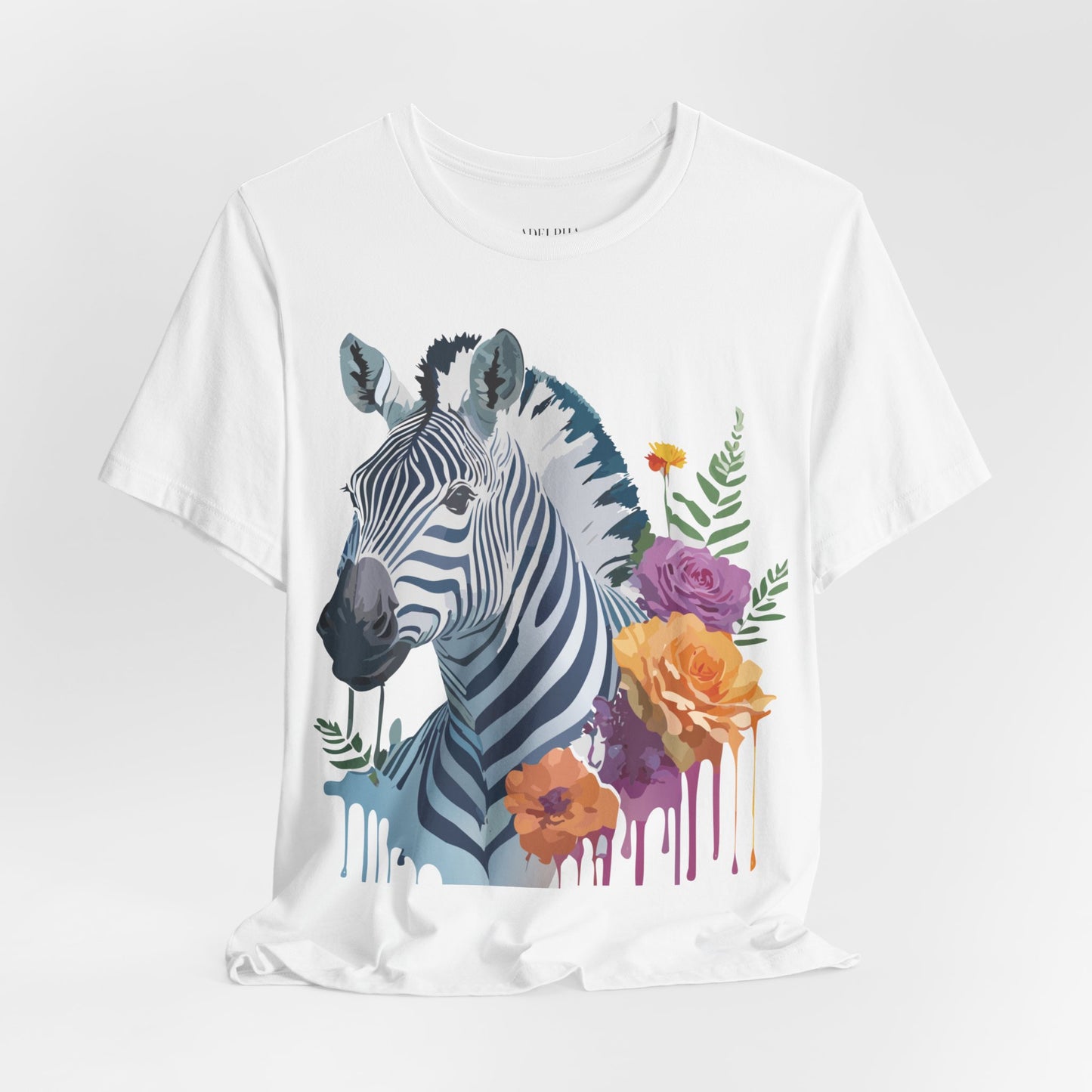 Natural Cotton Tee Shirt with Zebra