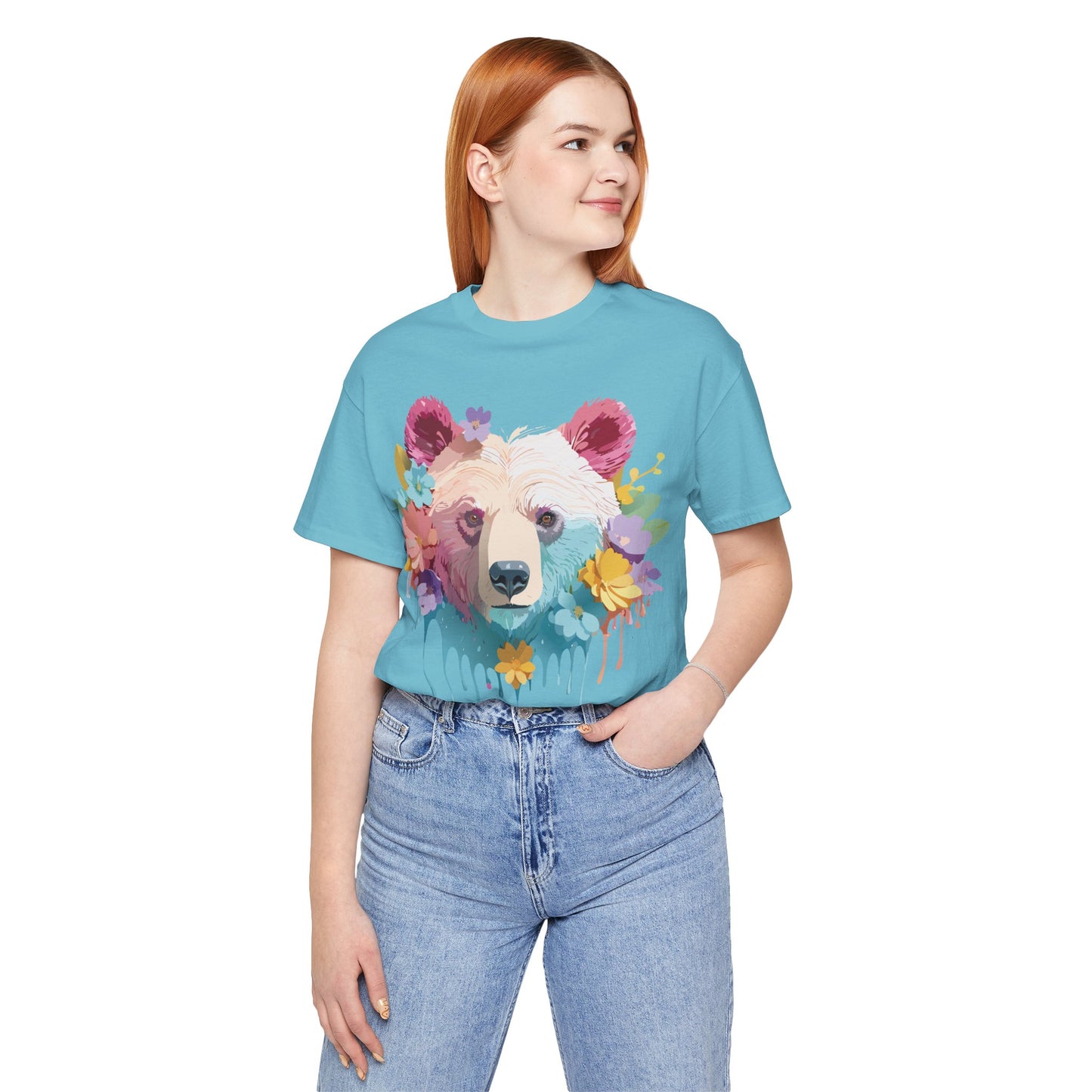 Natural Cotton Tee Shirt with Bear