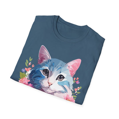 Cat Shirt Unisex Cat Tee Kitten Print Gildan Softstyle 64000