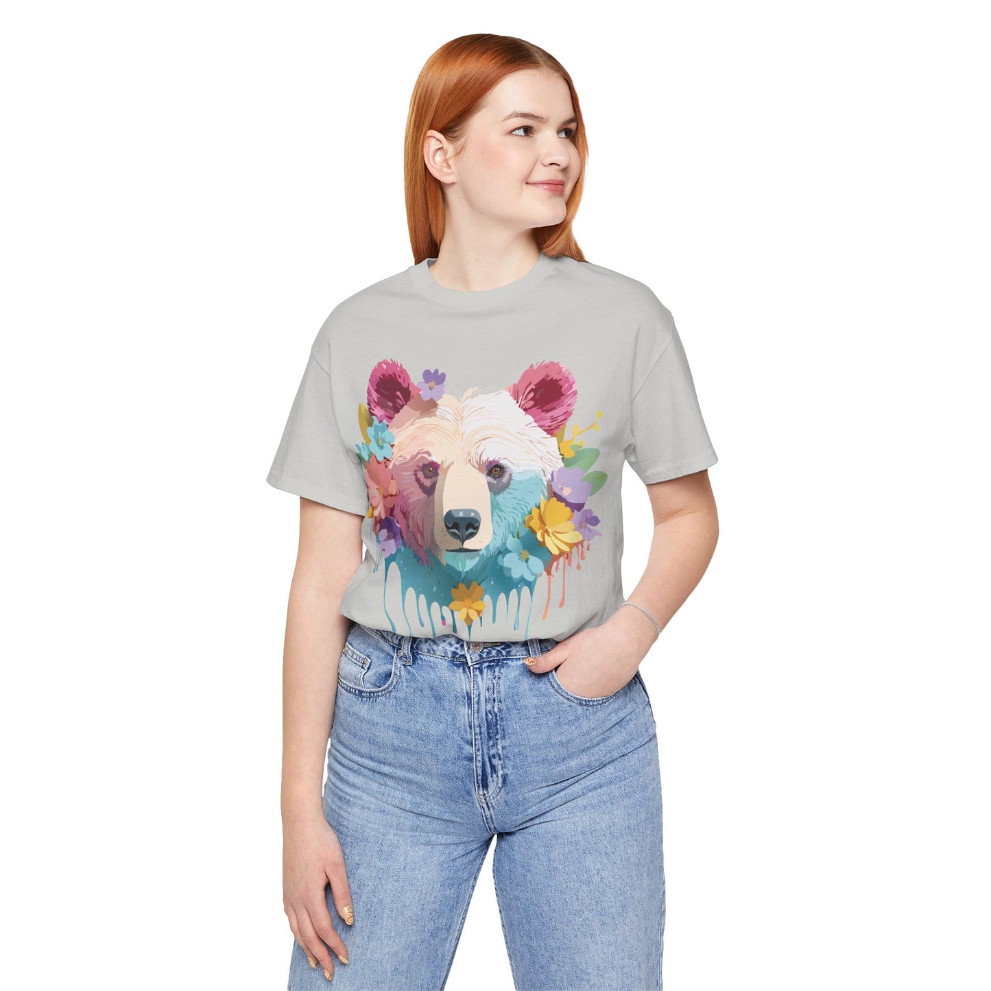 Natural Cotton Tee Shirt with Bear