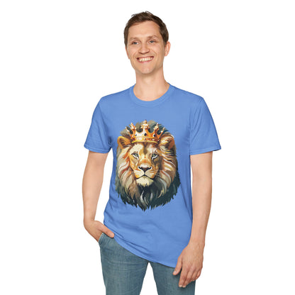 Unisex Lion Print T Shirt Softstyle 64000 One Hundred Percent Ring Spun Cotton