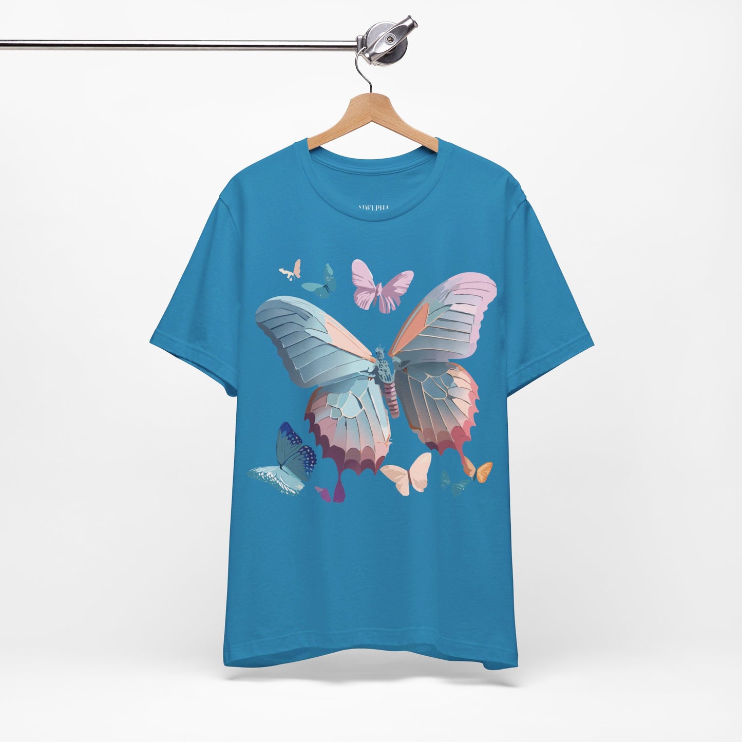 Natural Cotton Tee Shirt with Butterfly