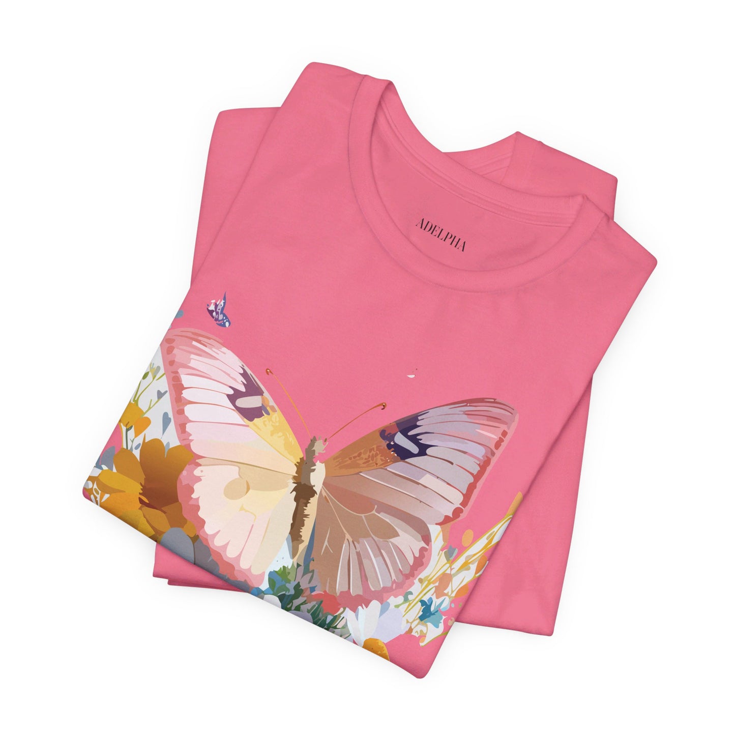 Natural Cotton Tee Shirt with Butterfly