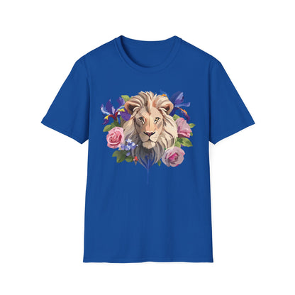 Unisex Lion Shirt Floral Lion Tee Softstyle Gildan 64000 100 Percent Cotton