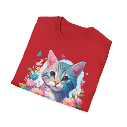 Cat Shirt Unisex Tee Kitten Cat Tee Softstyle 100 Percent Cotton Gildan 64000