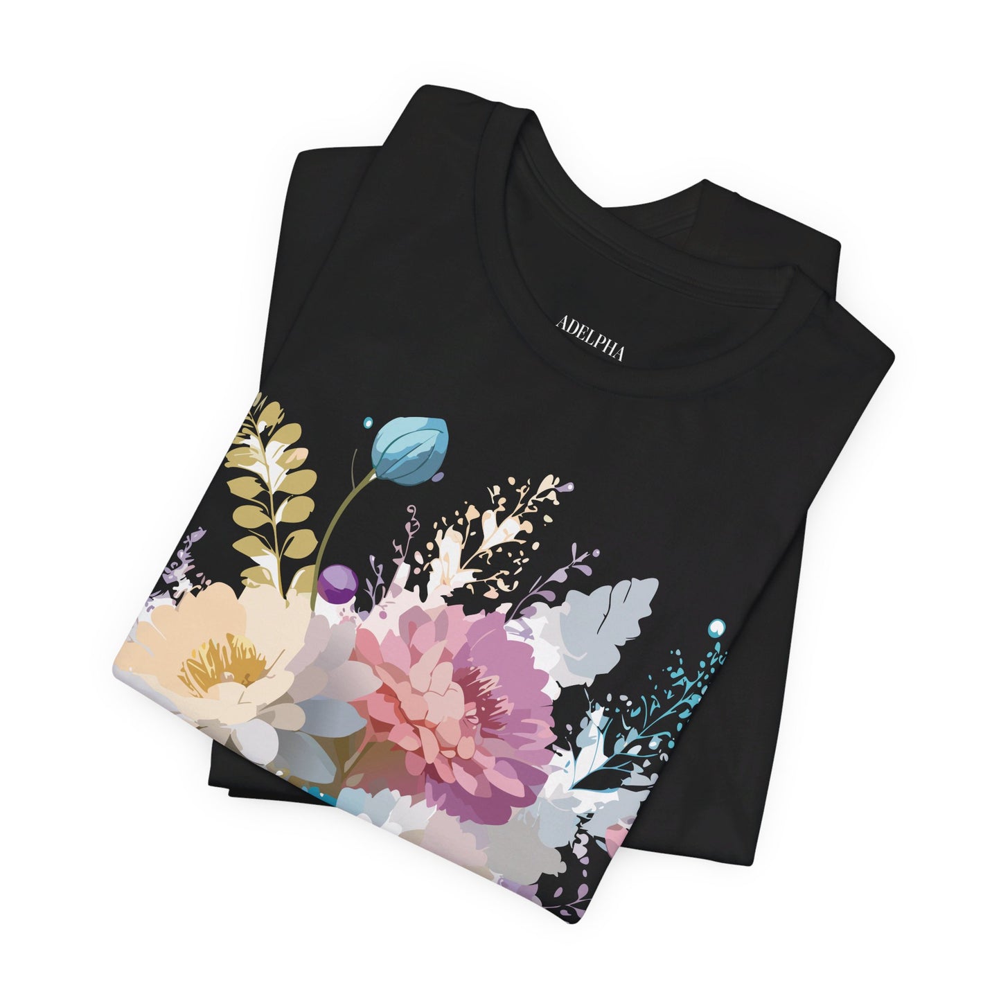 Natural Cotton Tee Shirt with Flowers