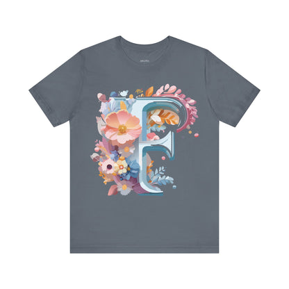 Natural Cotton Tee Shirt - Letters Collection - F Printify