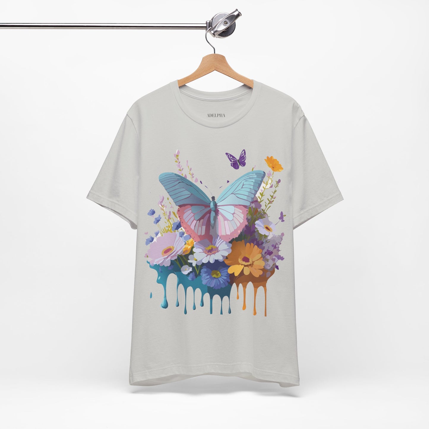 Natural Cotton Tee Shirt with Butterfly