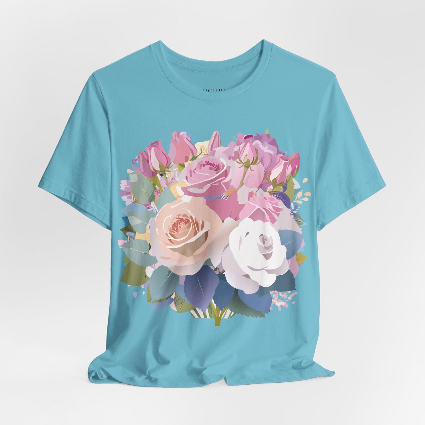 Natural Cotton Tee Shirt with Flowers