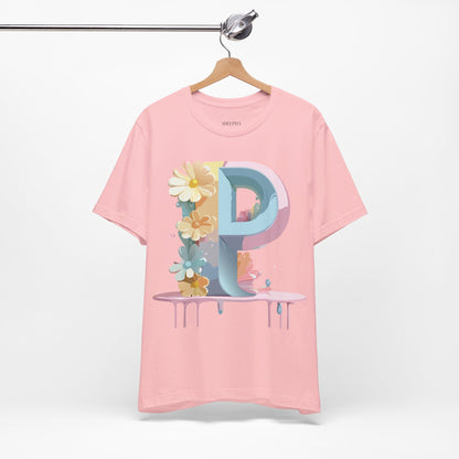 Natural Cotton Tee Shirt - Letters Collection - P Printify
