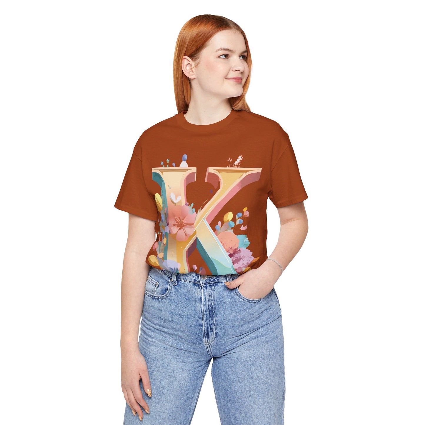 Natural Cotton Tee Shirt - Letters Collection - K