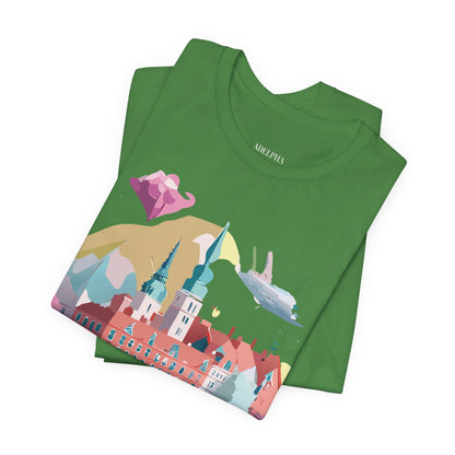 Natural Cotton Tee Shirt - Beautiful Places Collection - Warnemünde and Rostock - Germany Printify