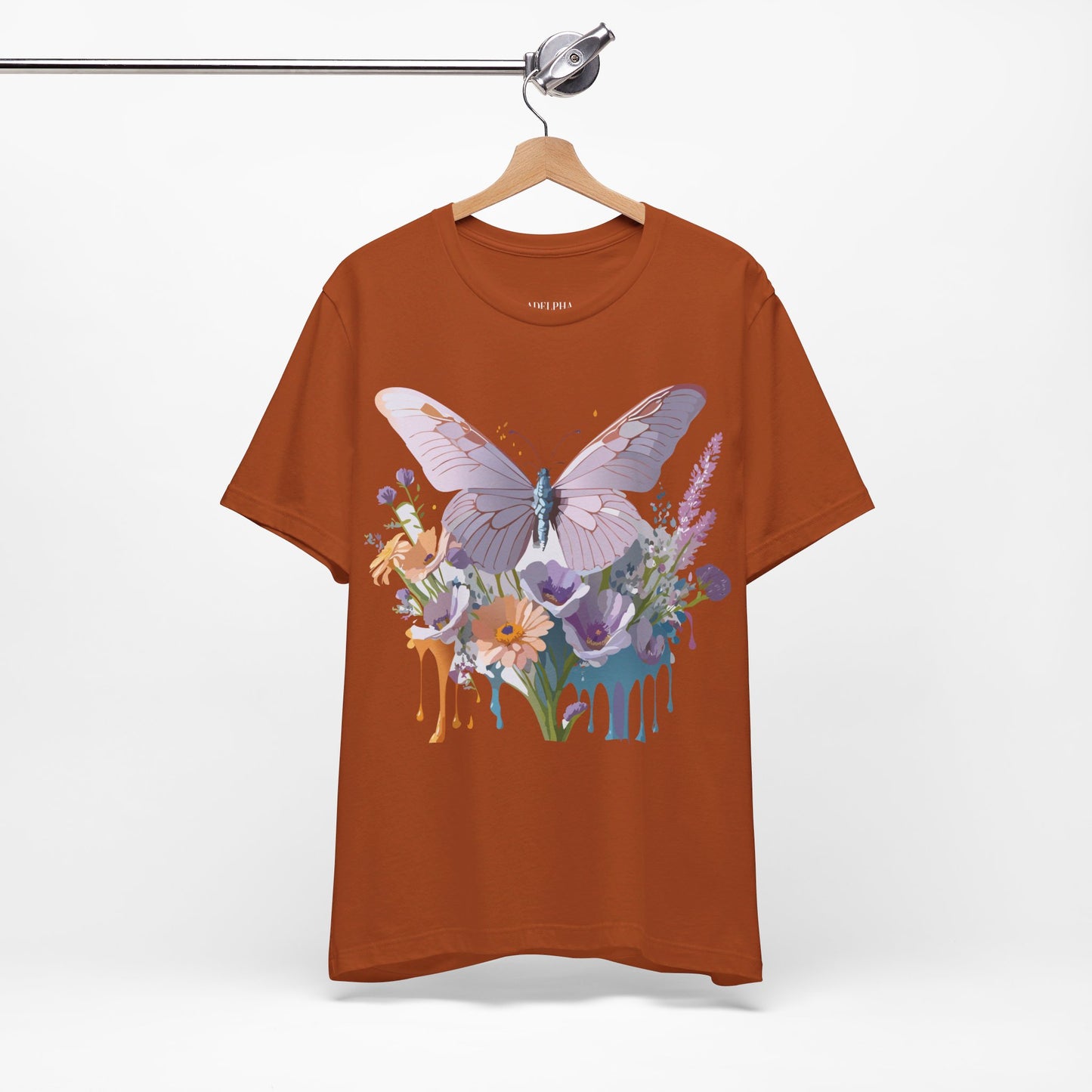 Natural Cotton Tee Shirt with Butterfly