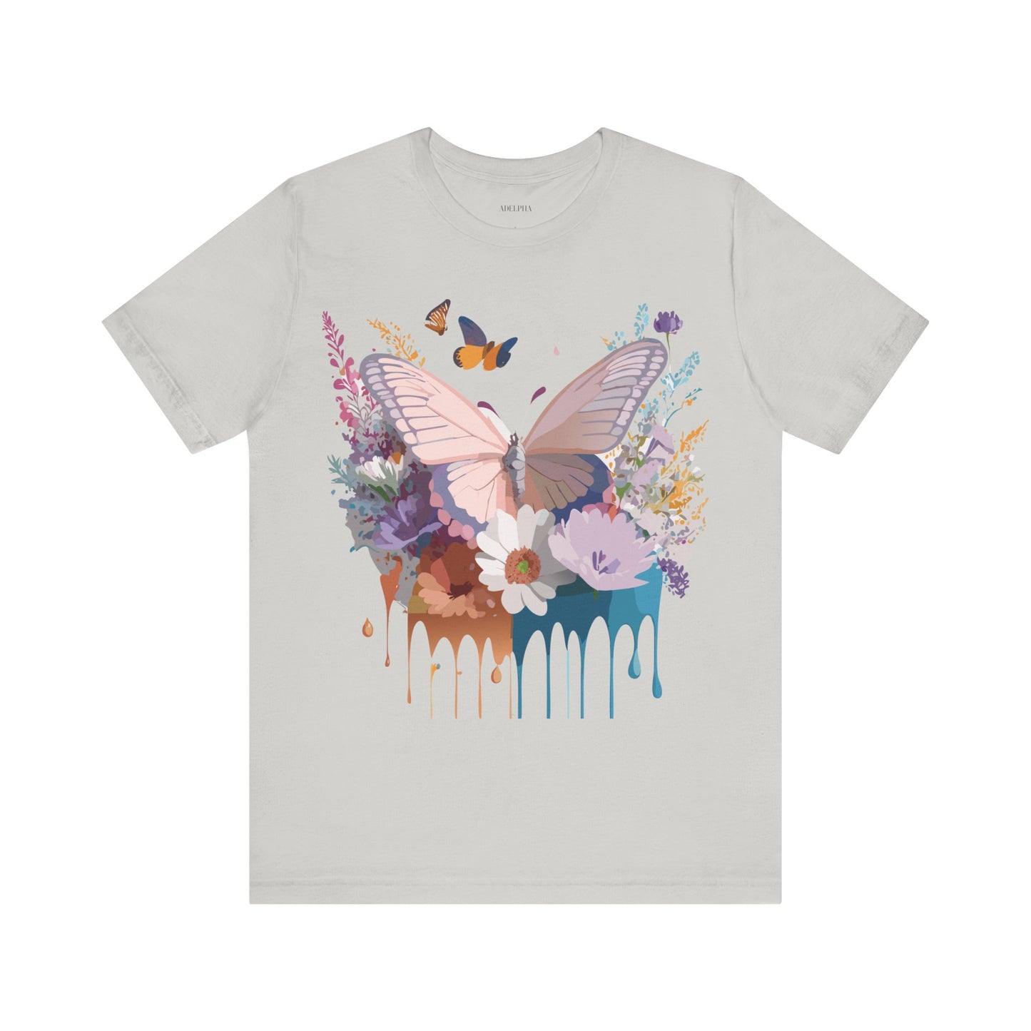 Natural Cotton Tee Shirt with Butterfly