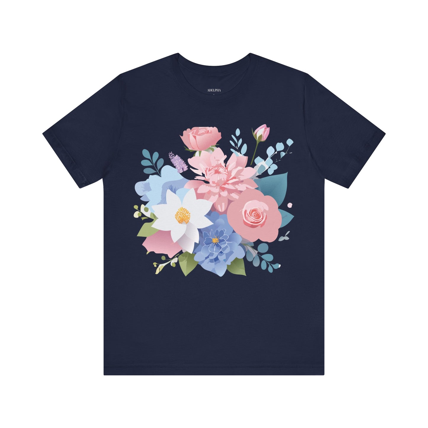 Natural Cotton Tee Shirt with Flowers